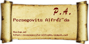 Pozsegovits Alfréda névjegykártya